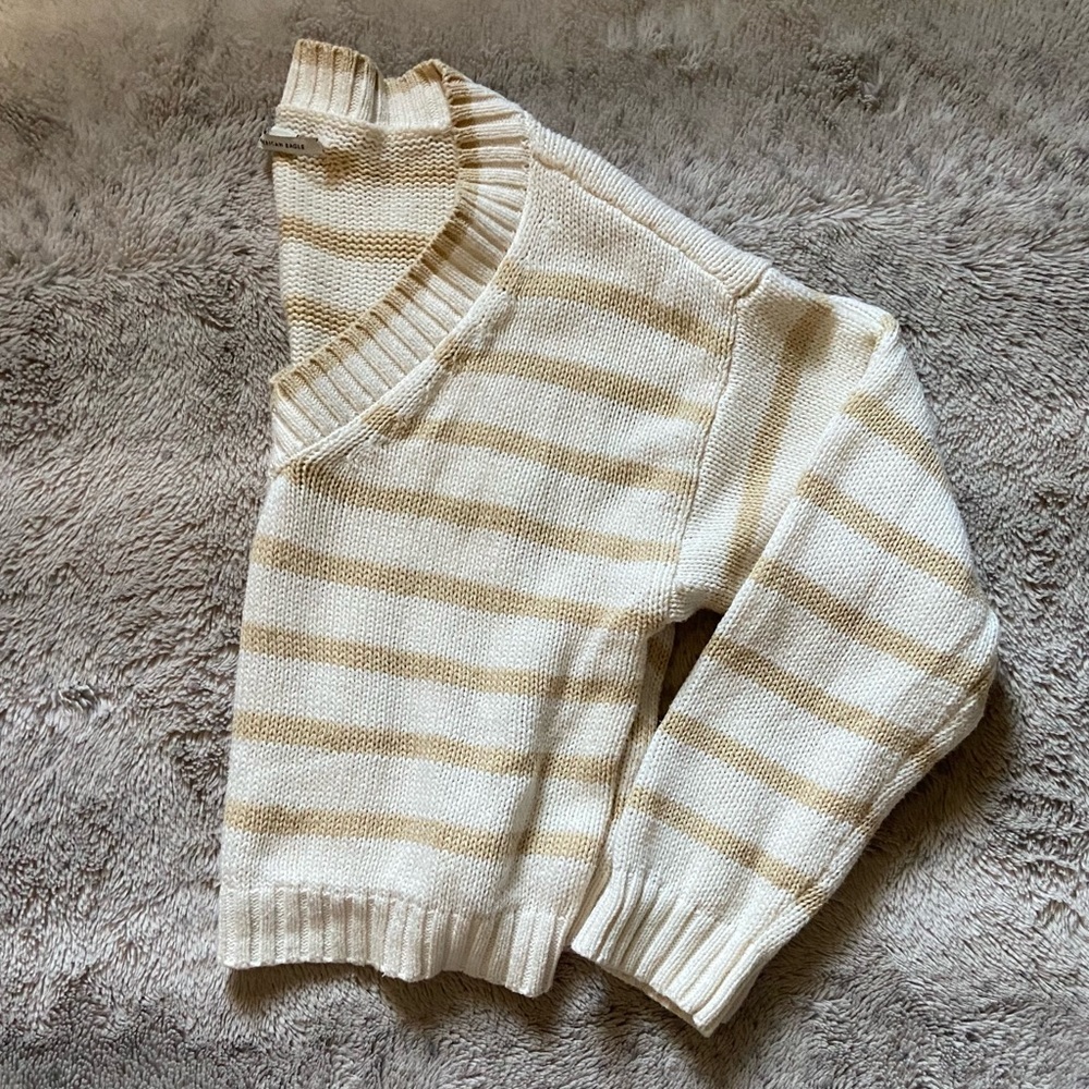 Cream & White Knit Sweater from AEO
